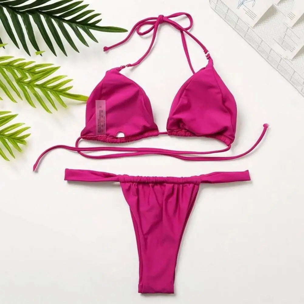 Conjunto de Bikini plisado de corte bajo para mujer.