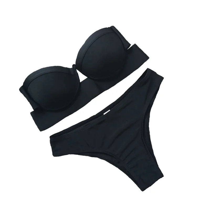 Bikini traje de baño para mujer 2024 nuevo Bikini sujetador paquete negro traje de baño traje de baño para mujer Bikini