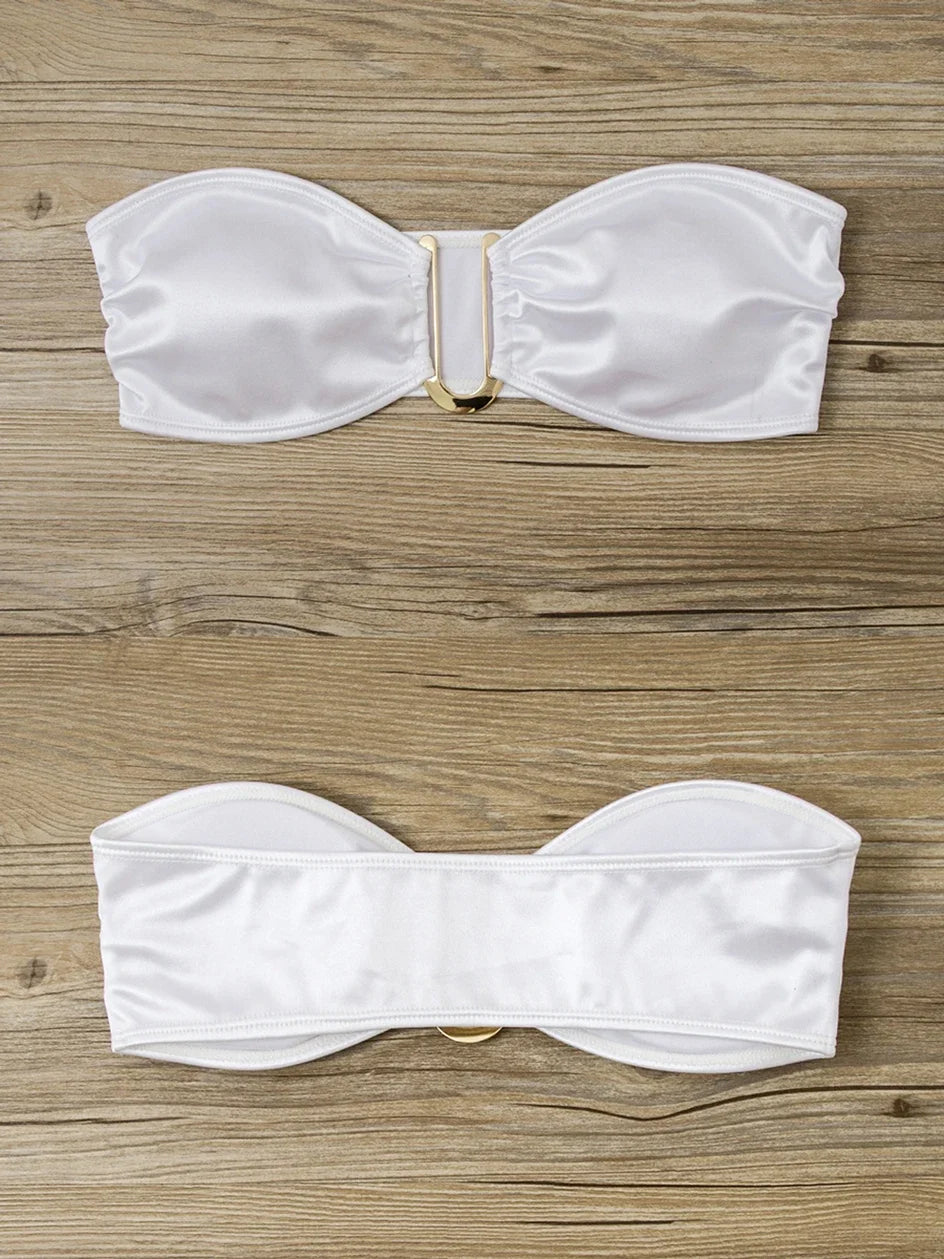 Bikini Bandeau para mujer, traje de baño de dos piezas