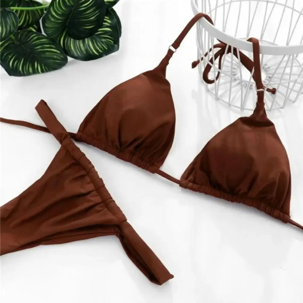 Conjunto de Bikini plisado de corte bajo para mujer.