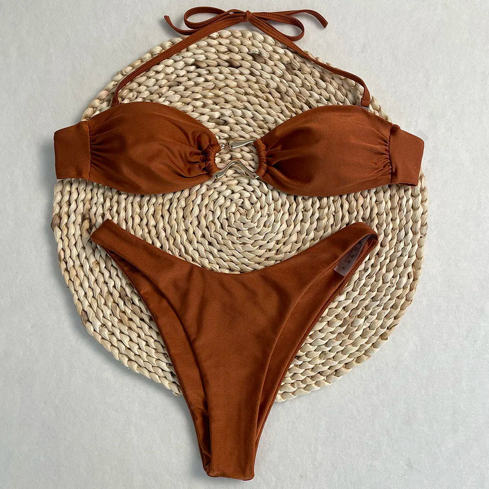 Conjunto de Bikini, superventas, traje de baño para mujer, nueva moda, traje de baño informal Sexy, Micro Bikini para mujer, traje de baño con estampado de encaje