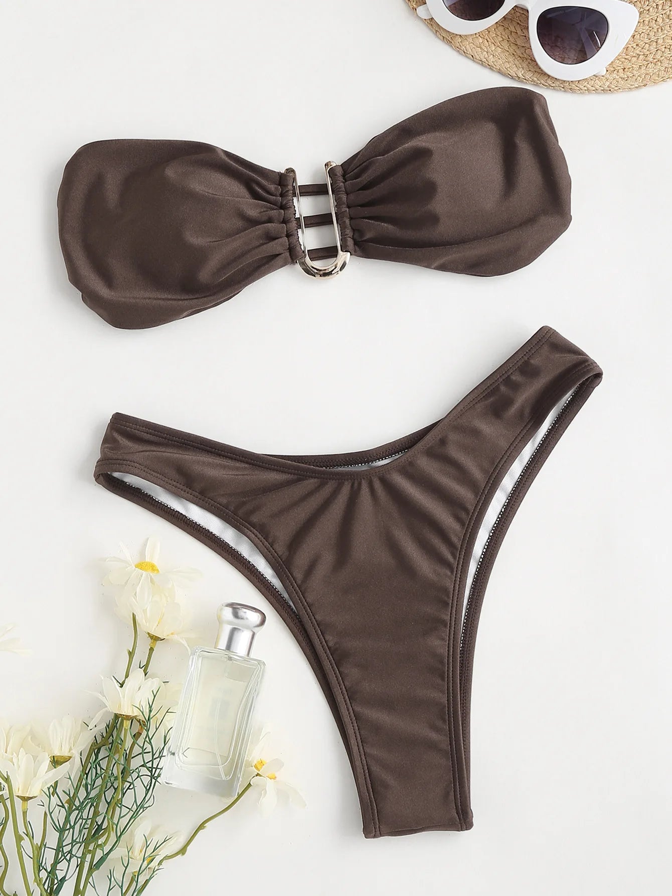 Bikini Bandeau para mujer, traje de baño de dos piezas