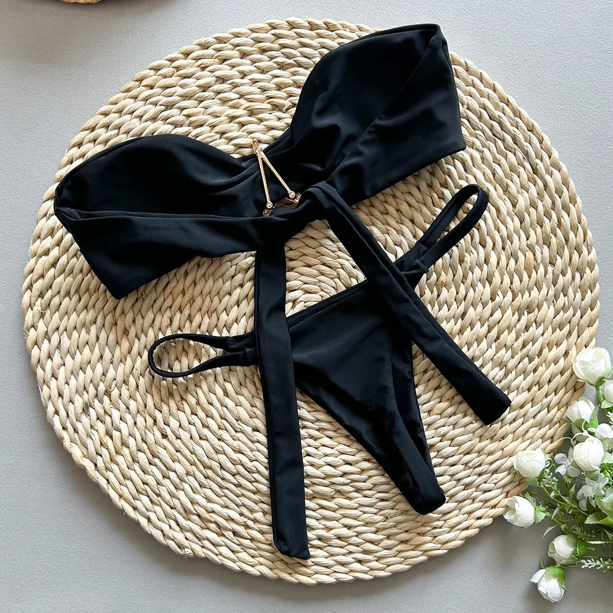 Bikinis Push Up 2025, traje de baño Sexy para mujer, traje de baño femenino, conjunto de microbikini, traje de baño, ropa de playa, Bikini brasileño Bandeau