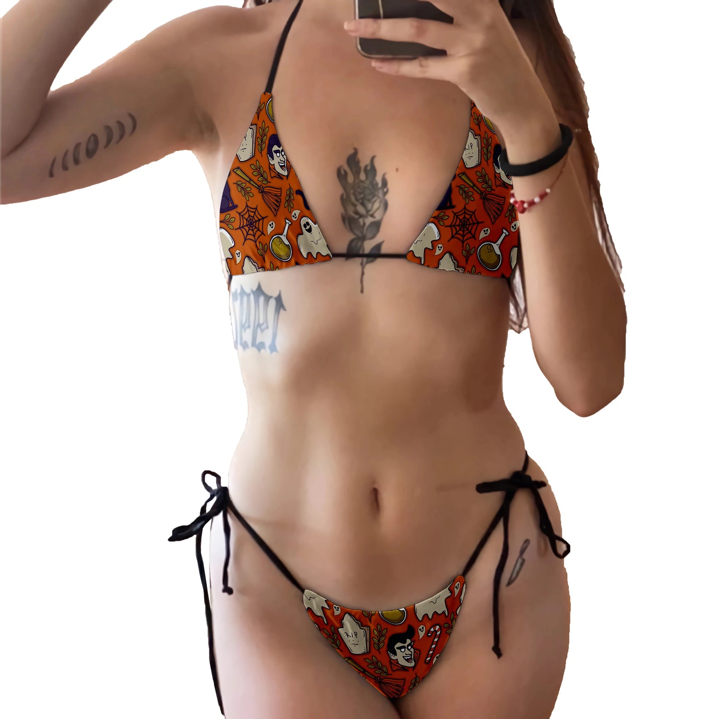 Conjunto de Bikini de moda para mujer, traje de baño Sexy con estampado de calavera y cintura baja sin espalda, para playa, surf, vacaciones, Cosplay de Halloween
