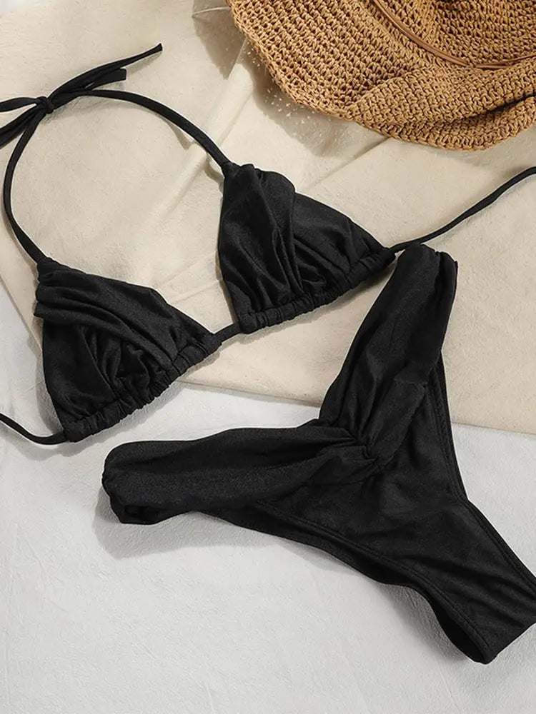 Conjunto de Bikini con pliegues para mujer