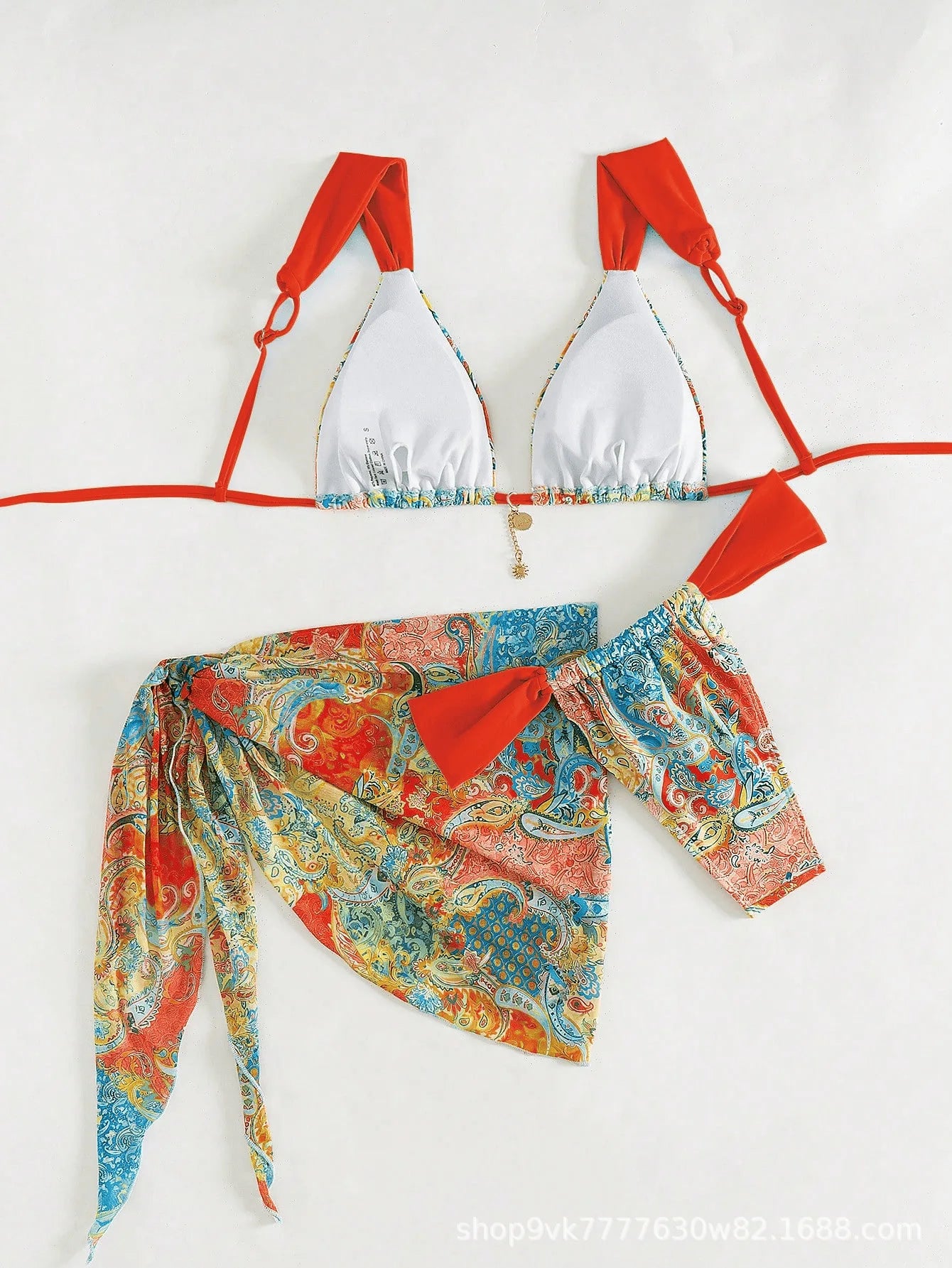 Conjunto de Bikinis sexys para mujer, traje de baño sin espalda sin mangas con cordones, traje de baño de verano para vacaciones en la playa, traje de baño femenino de 3 piezas