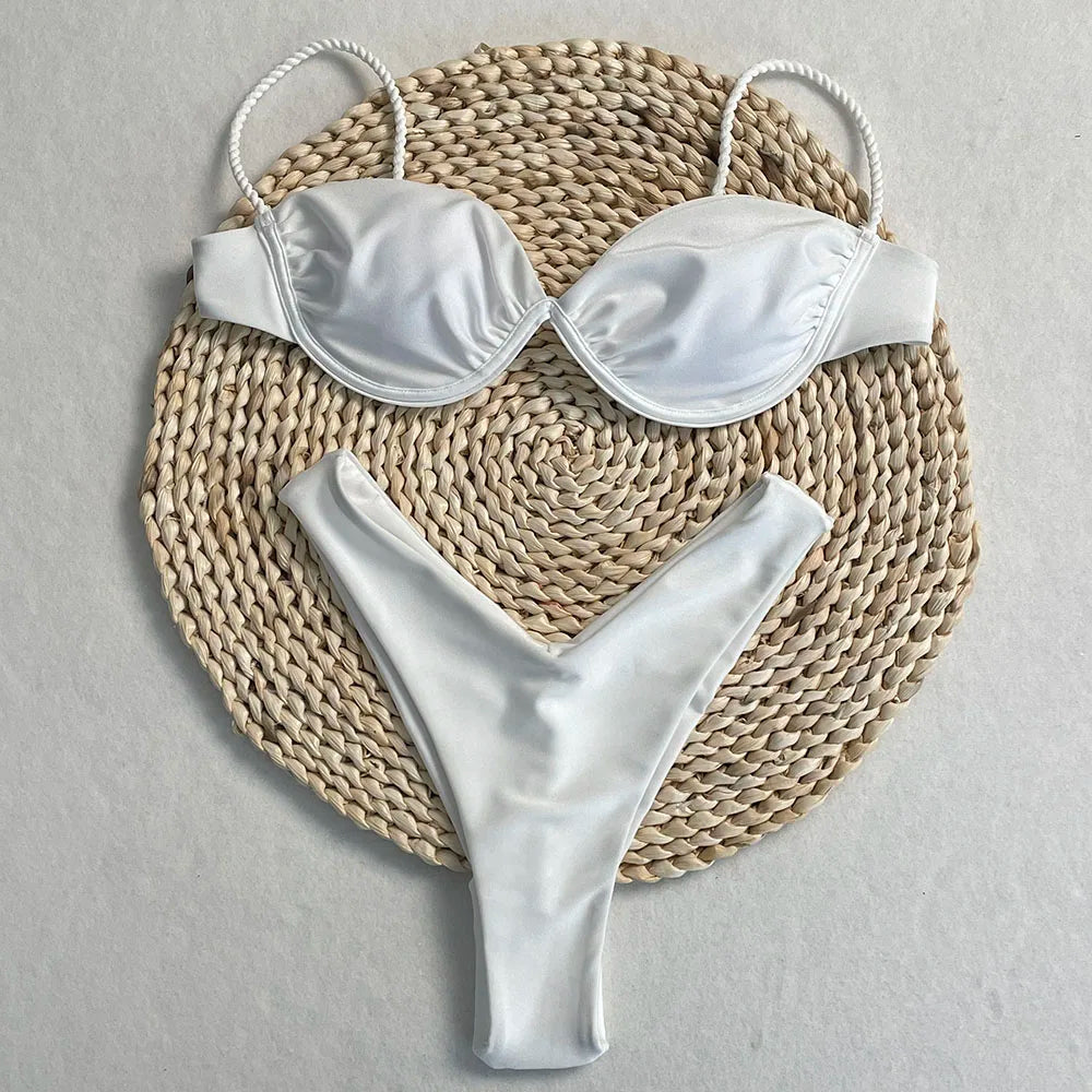 Conjunto de Bikini, superventas, traje de baño para mujer, nueva moda, traje de baño informal Sexy, Micro Bikini para mujer, traje de baño con estampado de encaje