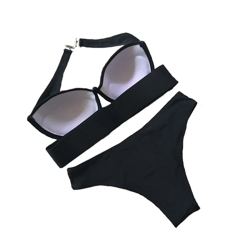 Bikini traje de baño para mujer 2024 nuevo Bikini sujetador paquete negro traje de baño traje de baño para mujer Bikini