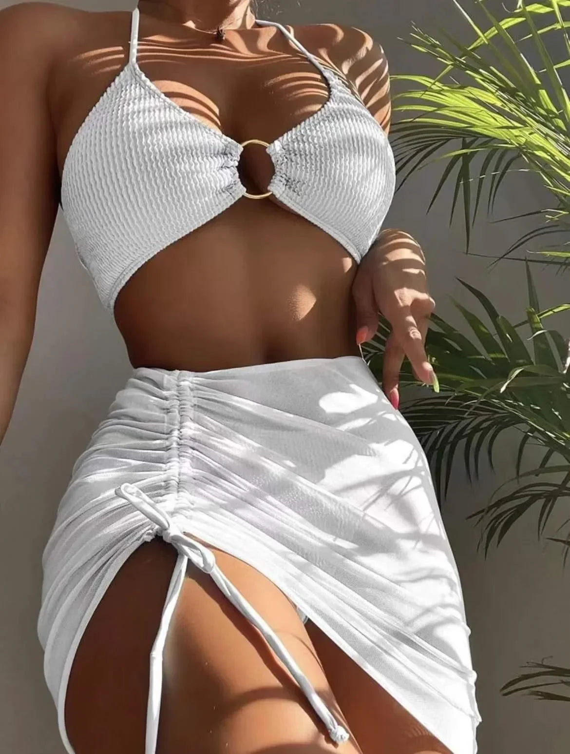 Bikini brasileño de cintura baja para mujer, bañador Sexy de tres piezas, traje de baño de estilo vendaje, ropa de playa