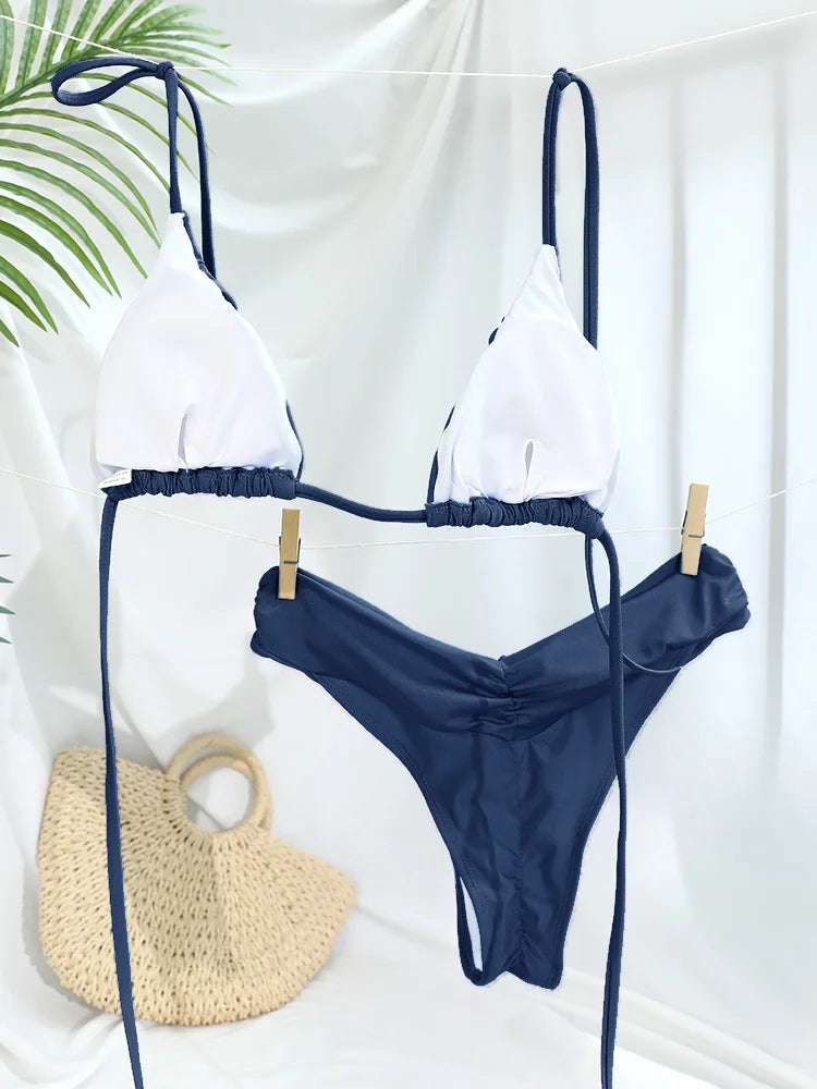 Conjunto de Bikini con pliegues para mujer