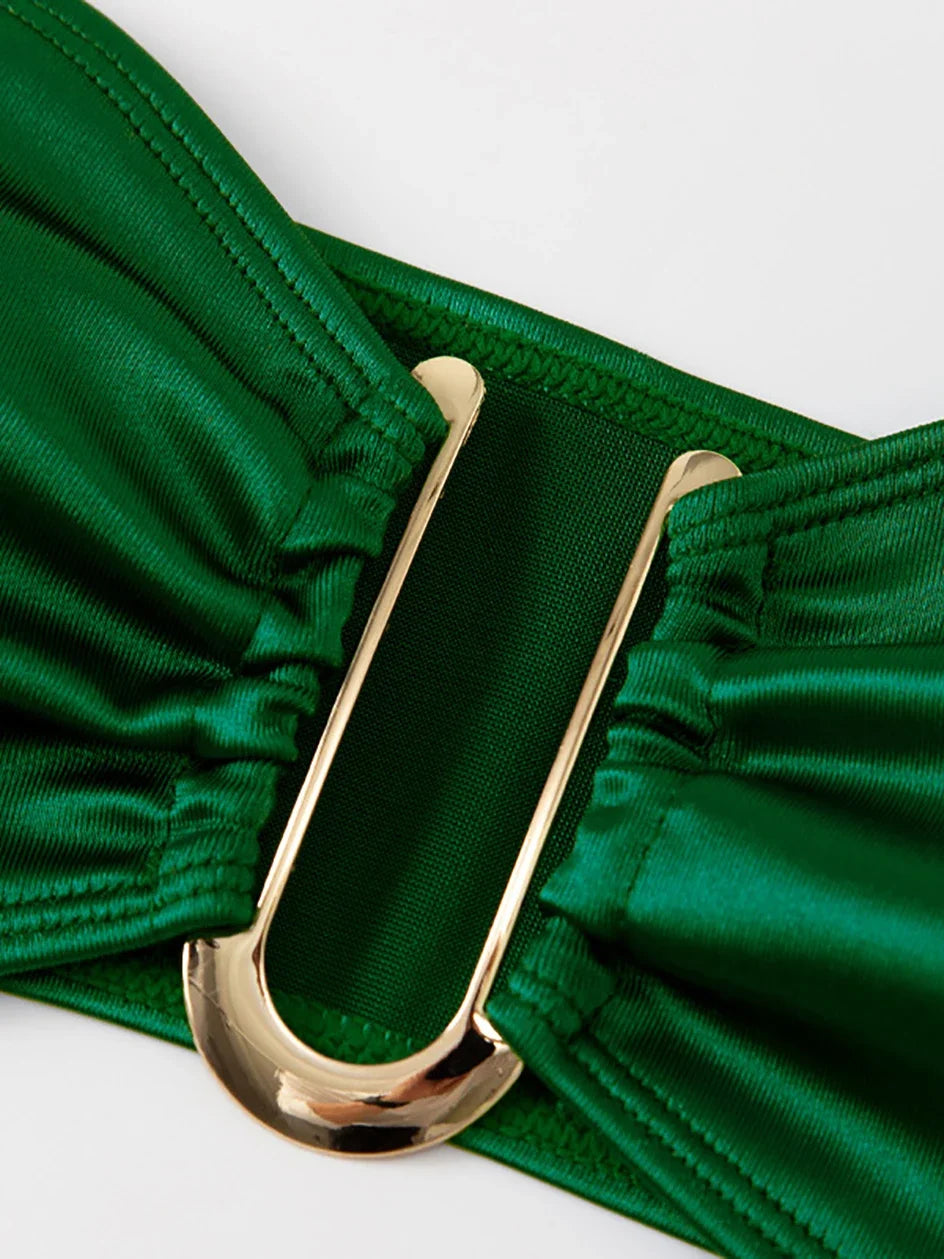 Bikini Bandeau para mujer, traje de baño de dos piezas