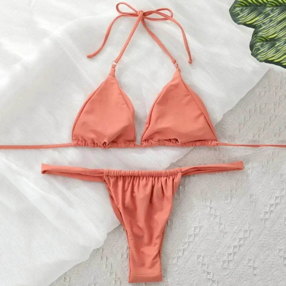 Conjunto de Bikini plisado de corte bajo para mujer.