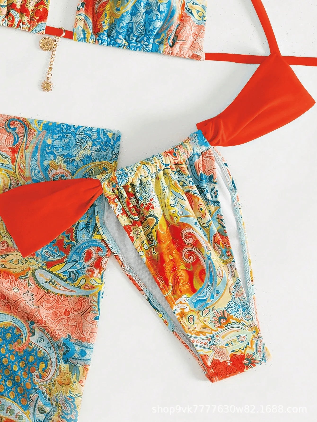 Conjunto de Bikinis sexys para mujer, traje de baño sin espalda sin mangas con cordones, traje de baño de verano para vacaciones en la playa, traje de baño femenino de 3 piezas