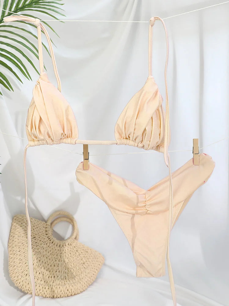Conjunto de Bikini con pliegues para mujer