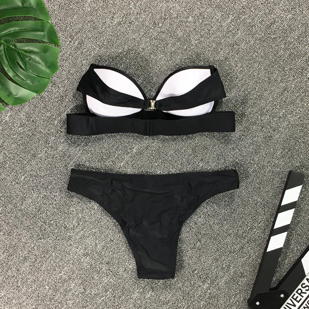 Bikini traje de baño para mujer 2024 nuevo Bikini sujetador paquete negro traje de baño traje de baño para mujer Bikini