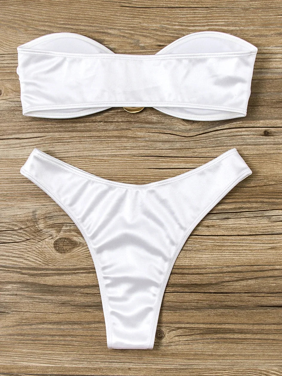 Bikini Bandeau para mujer, traje de baño de dos piezas