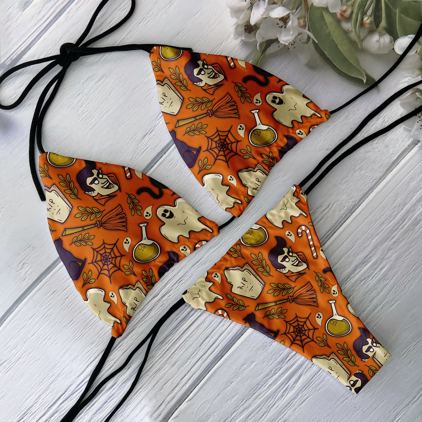Conjunto de Bikini de moda para mujer, traje de baño Sexy con estampado de calavera y cintura baja sin espalda, para playa, surf, vacaciones, Cosplay de Halloween