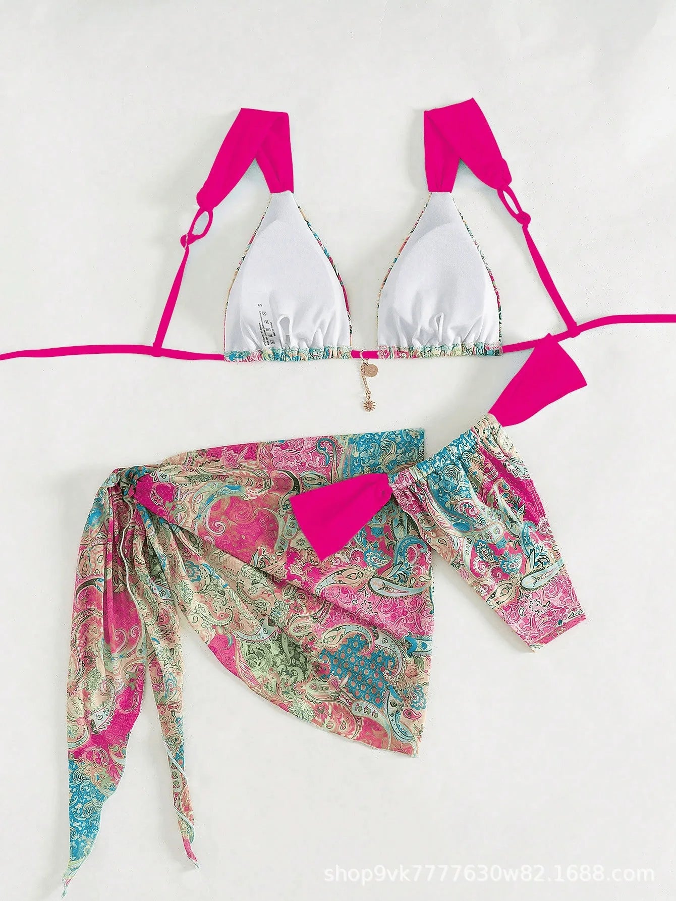 Conjunto de Bikinis sexys para mujer, traje de baño sin espalda sin mangas con cordones, traje de baño de verano para vacaciones en la playa, traje de baño femenino de 3 piezas