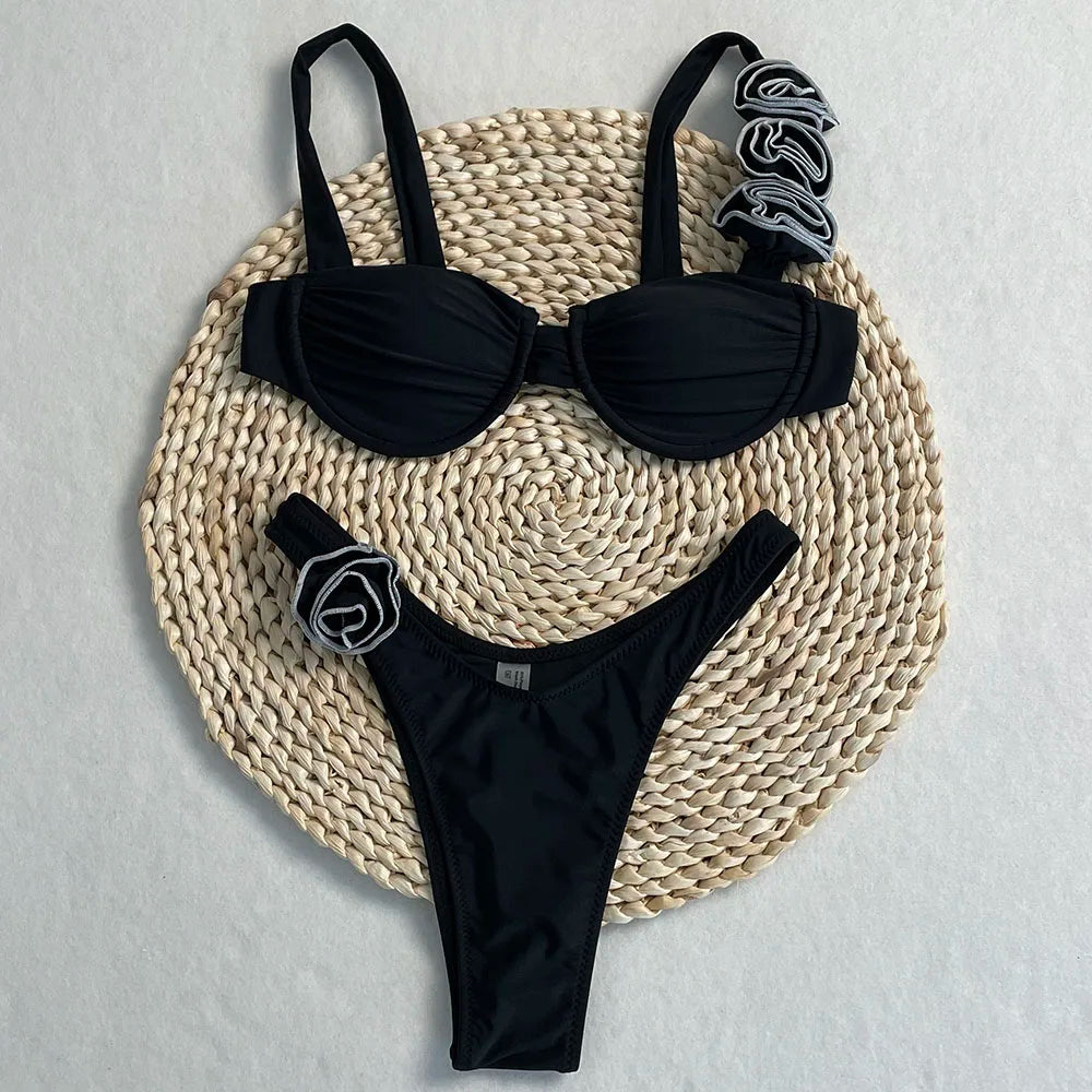 Conjunto de Bikini, superventas, traje de baño para mujer, nueva moda, traje de baño informal Sexy, Micro Bikini para mujer, traje de baño con estampado de encaje