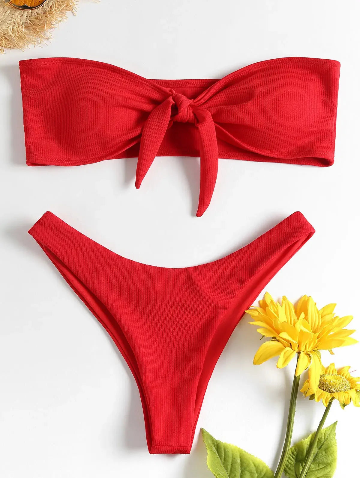 Conjunto De Bikini con parte superior De tubo acanalado para mujer