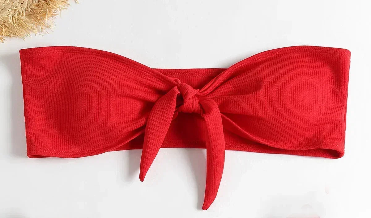Conjunto De Bikini con parte superior De tubo acanalado para mujer