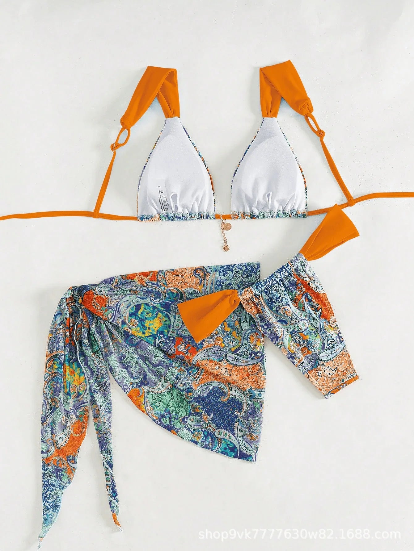 Conjunto de Bikinis sexys para mujer, traje de baño sin espalda sin mangas con cordones, traje de baño de verano para vacaciones en la playa, traje de baño femenino de 3 piezas