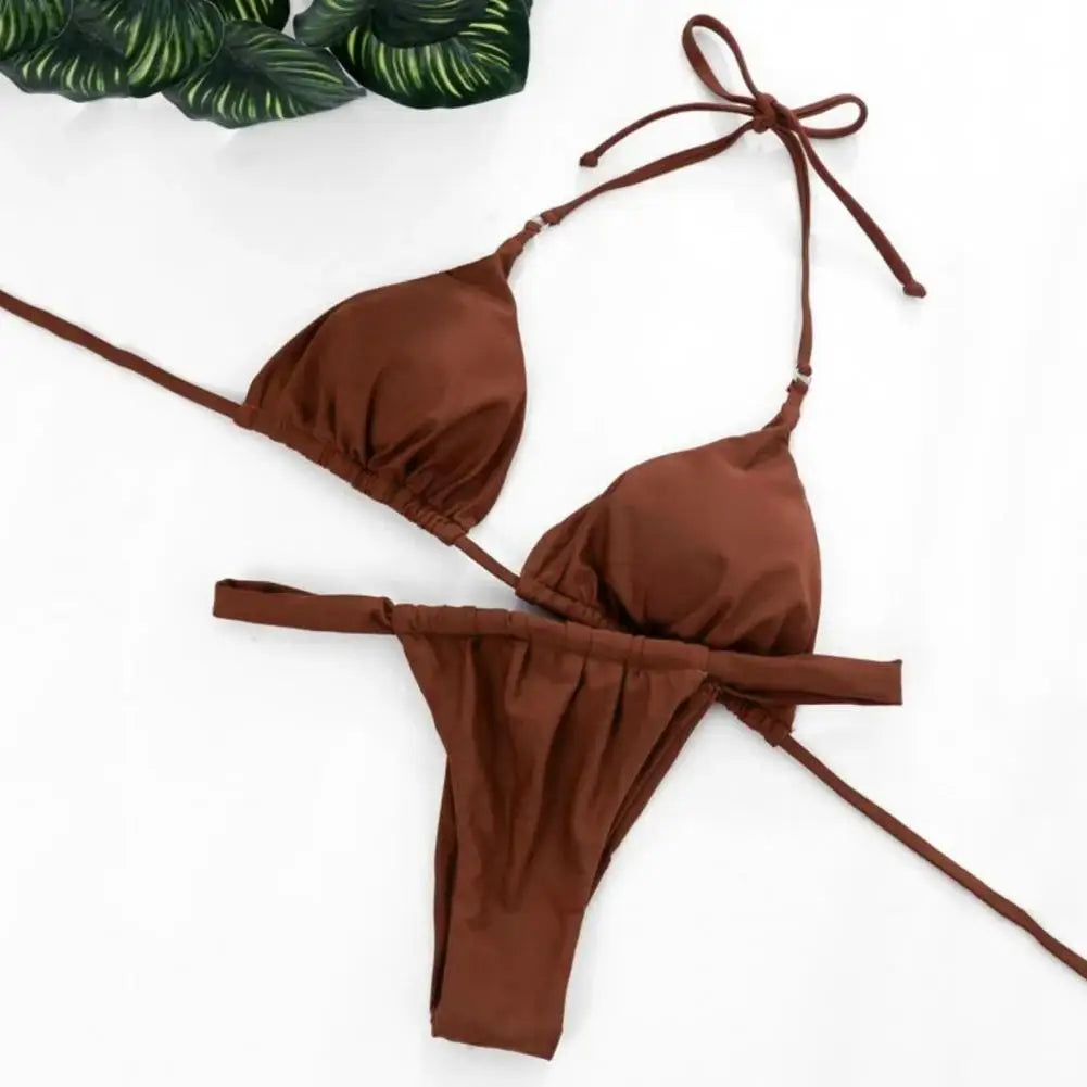 Conjunto de Bikini plisado de corte bajo para mujer.
