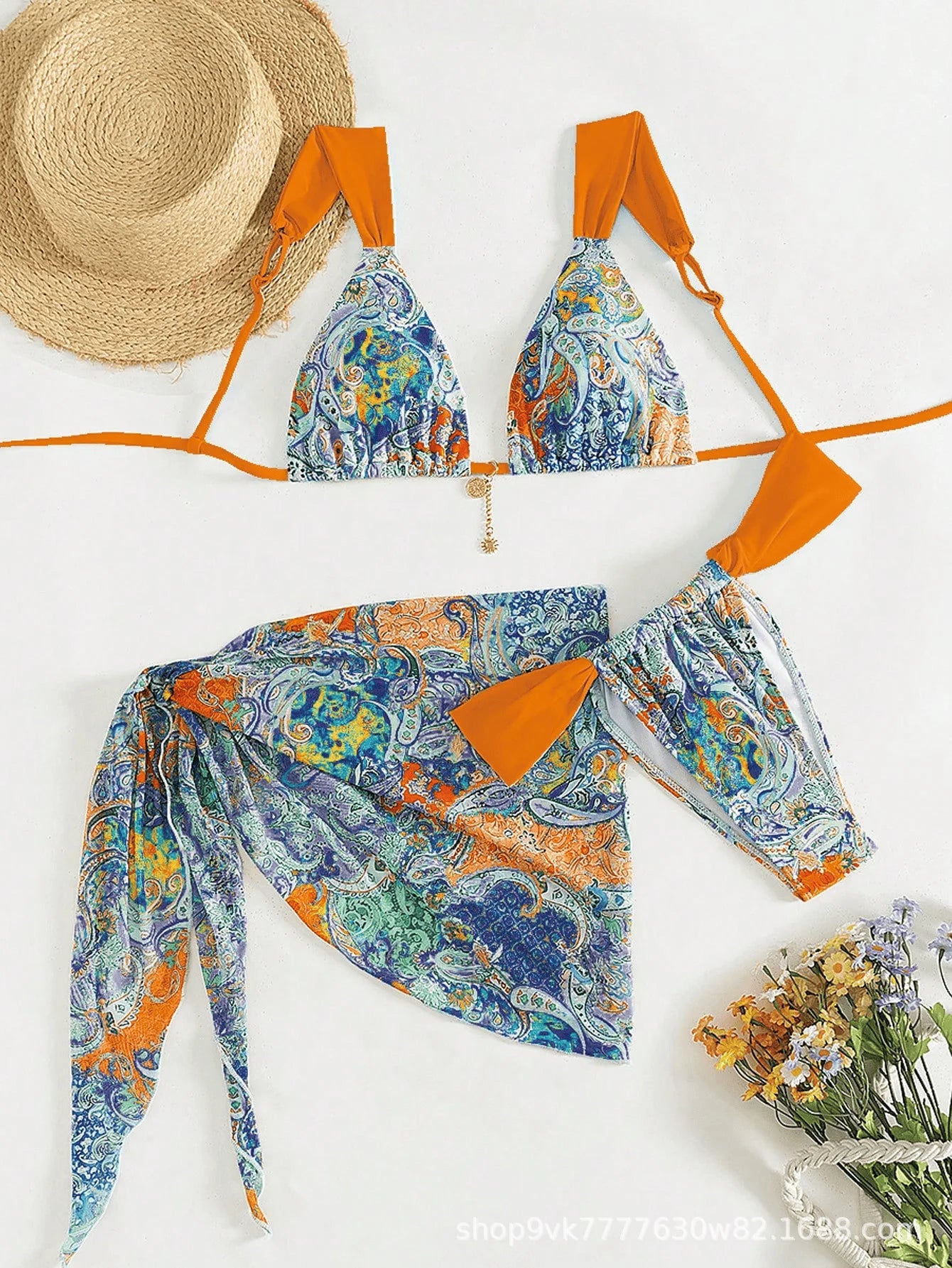 Conjunto de Bikinis sexys para mujer, traje de baño sin espalda sin mangas con cordones, traje de baño de verano para vacaciones en la playa, traje de baño femenino de 3 piezas