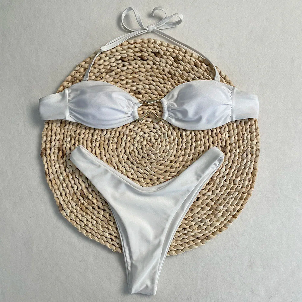 Conjunto de Bikini, superventas, traje de baño para mujer, nueva moda, traje de baño informal Sexy, Micro Bikini para mujer, traje de baño con estampado de encaje