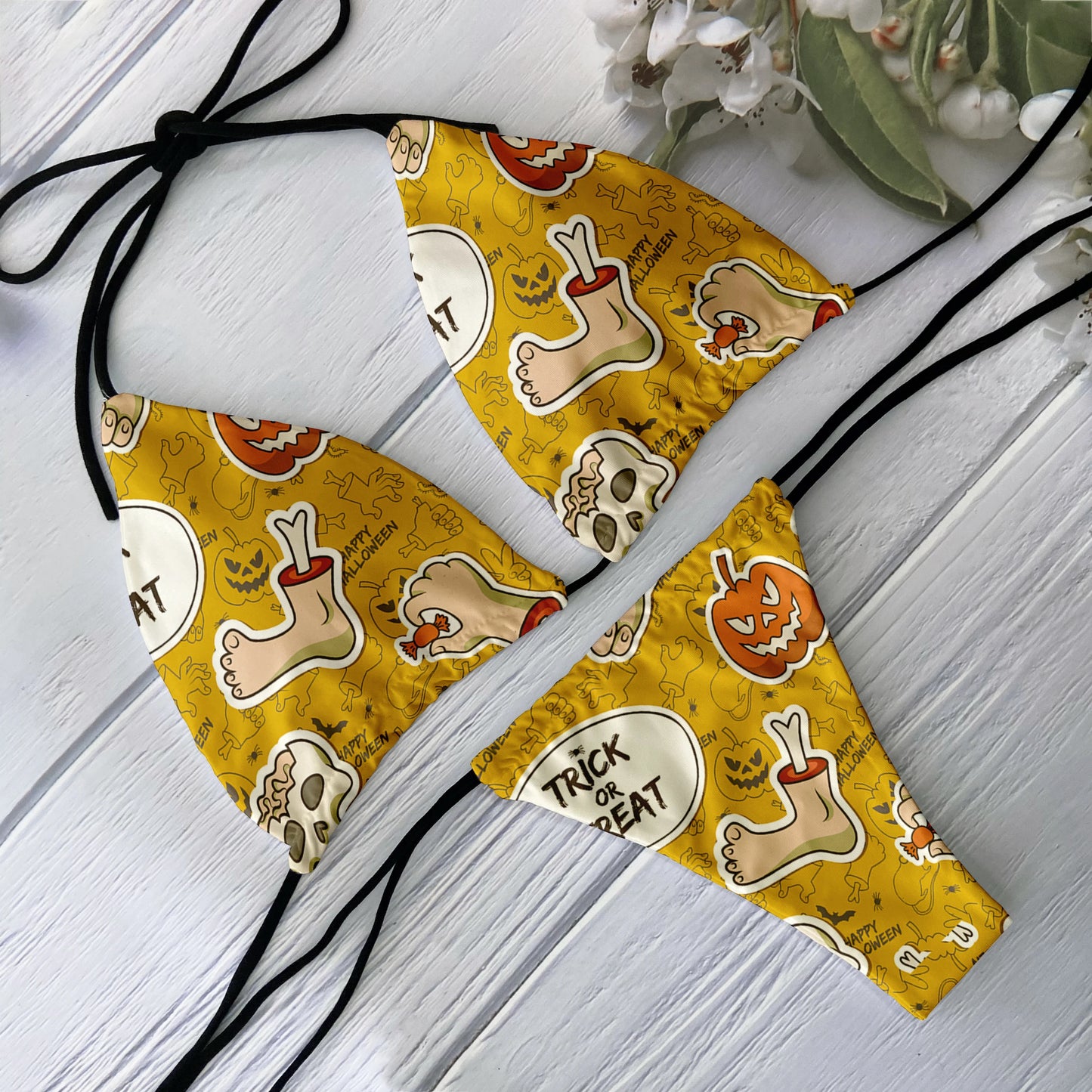 Conjunto de Bikini de moda para mujer, traje de baño Sexy con estampado de calavera y cintura baja sin espalda, para playa, surf, vacaciones, Cosplay de Halloween
