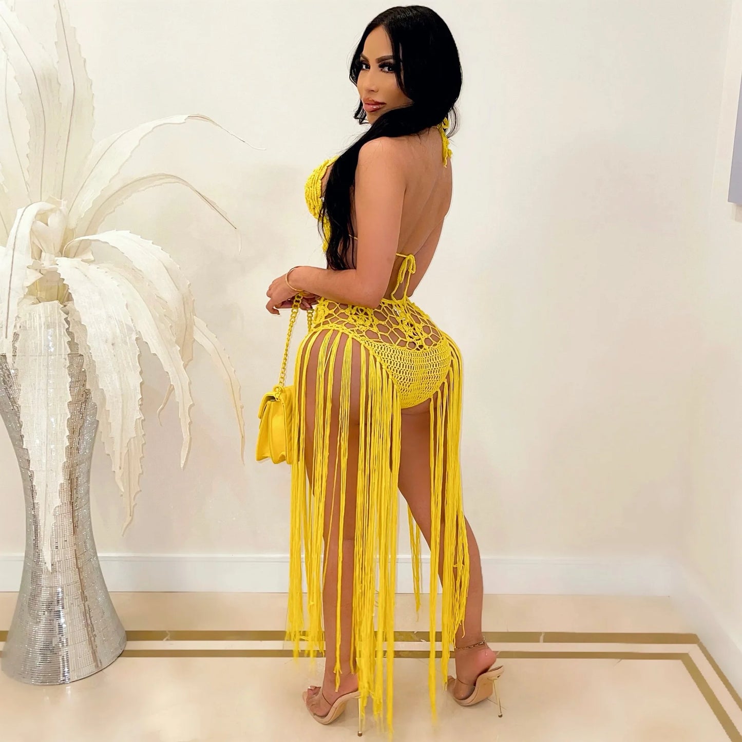 Conjunto de Bikini de punto para mujer, traje de baño de ganchillo hecho a mano
