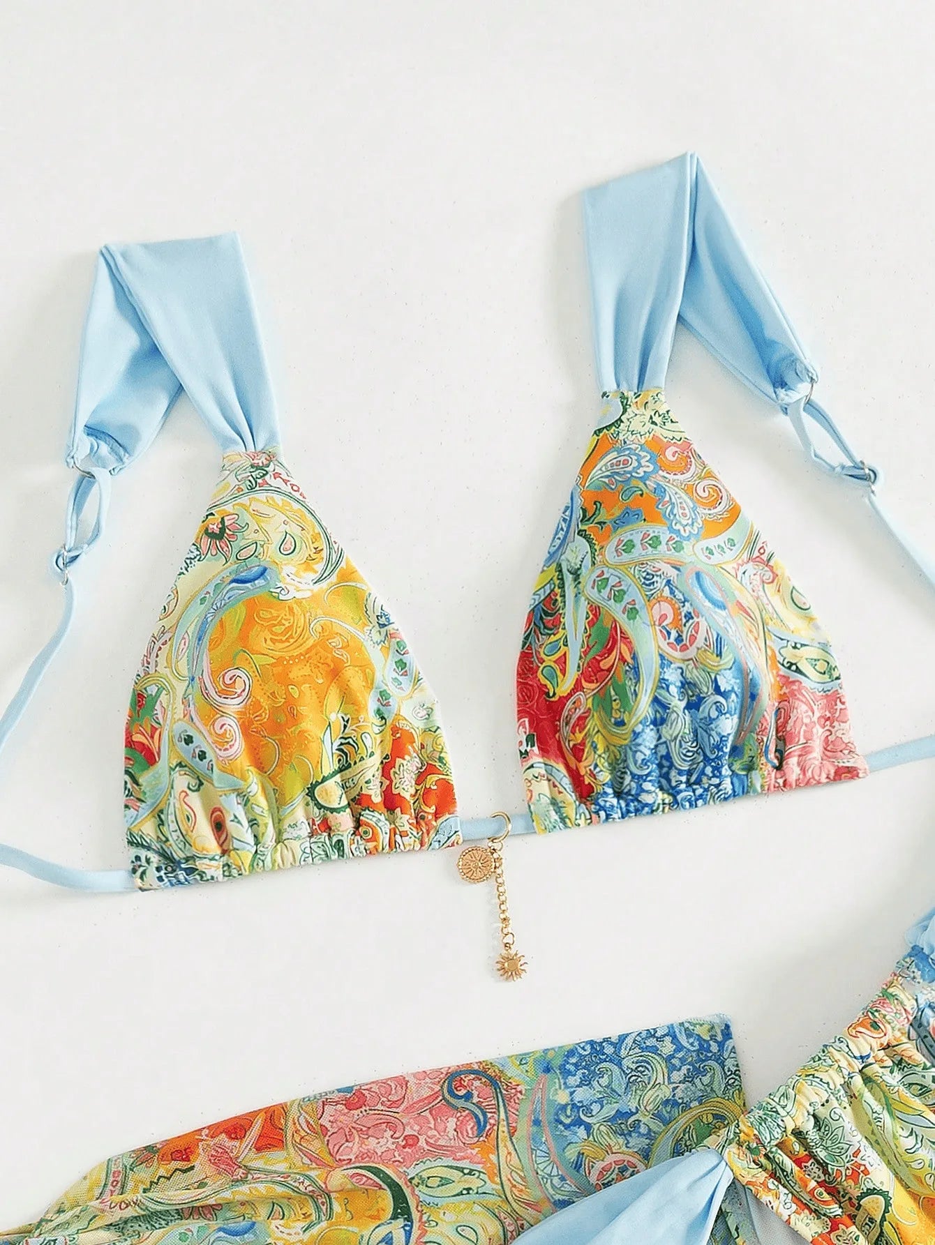 Conjunto de Bikinis sexys para mujer, traje de baño sin espalda sin mangas con cordones, traje de baño de verano para vacaciones en la playa, traje de baño femenino de 3 piezas