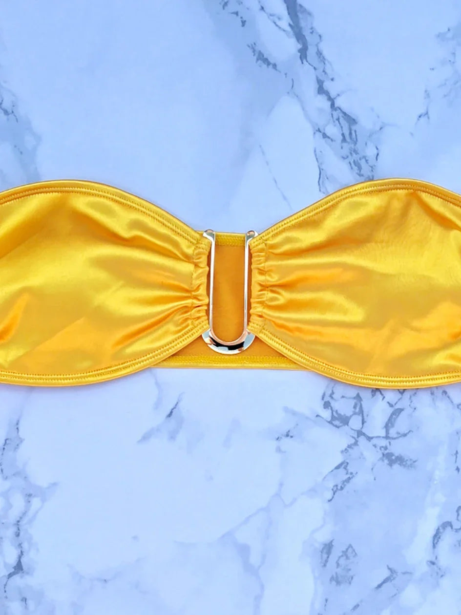 Bikini Bandeau para mujer, traje de baño de dos piezas