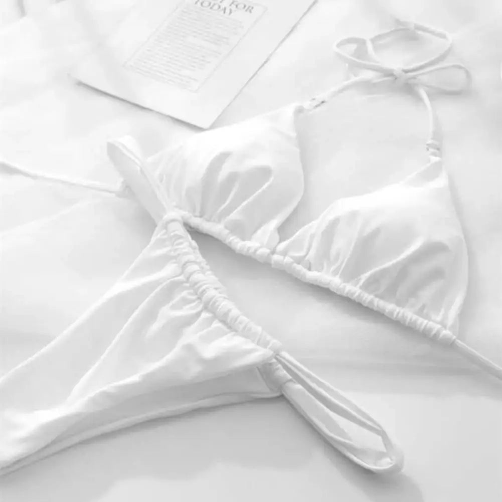 Conjunto de Bikini plisado de corte bajo para mujer.