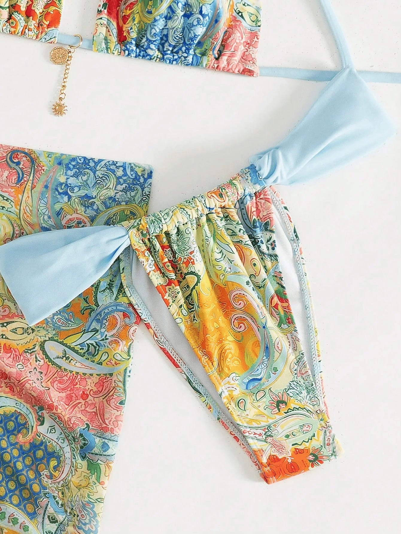 Conjunto de Bikinis sexys para mujer, traje de baño sin espalda sin mangas con cordones, traje de baño de verano para vacaciones en la playa, traje de baño femenino de 3 piezas