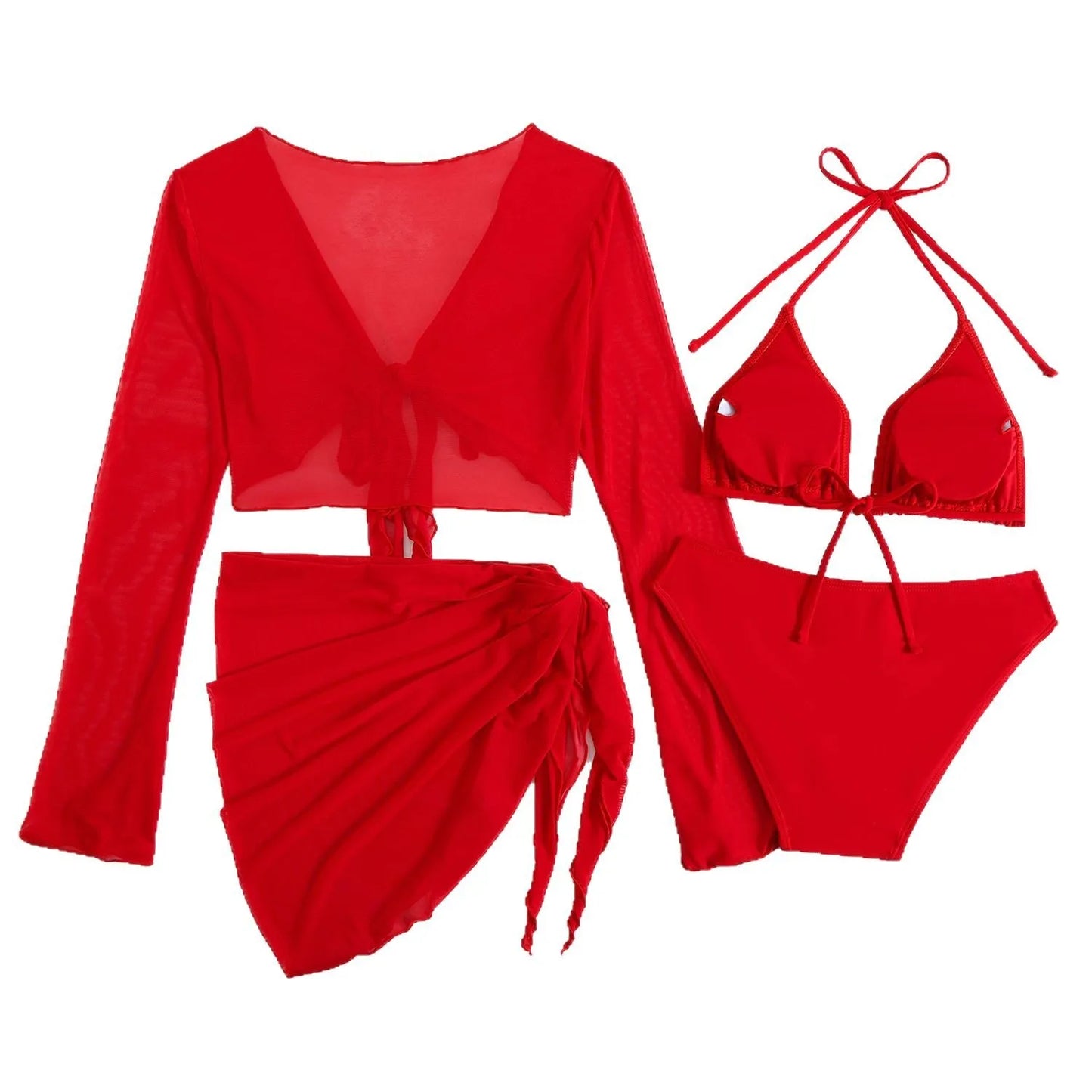 Bikinis sexys Trajes de baño femeninos Traje de baño de cuatro piezas