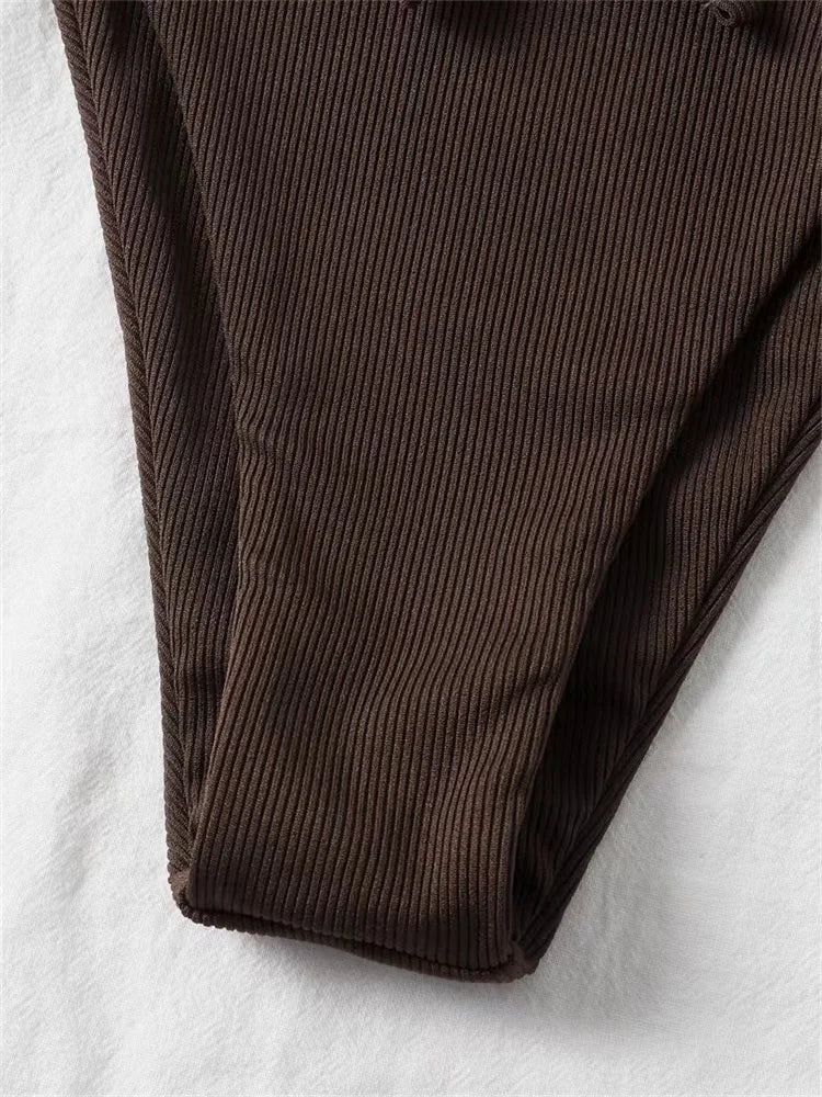 Bikini brasileño liso de cintura baja para mujer, traje de baño Sexy de dos piezas, ropa de playa, 2024