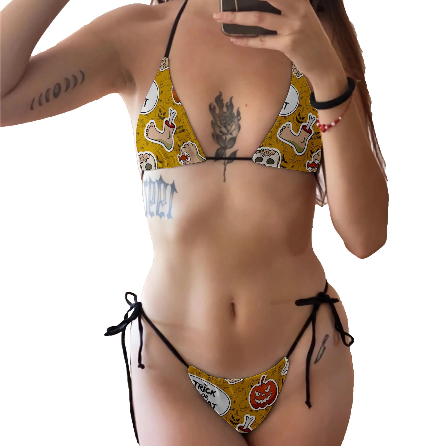 Conjunto de Bikini de moda para mujer, traje de baño Sexy con estampado de calavera y cintura baja sin espalda, para playa, surf, vacaciones, Cosplay de Halloween