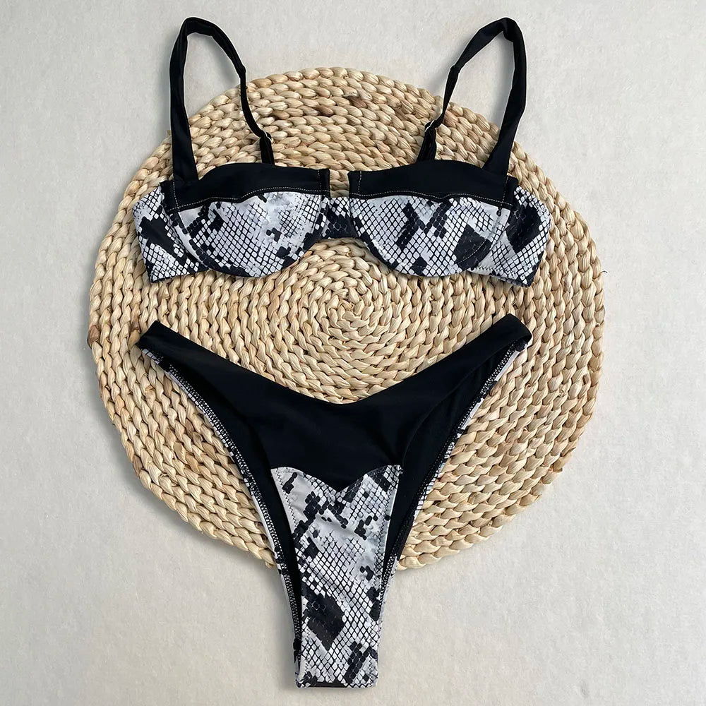 Conjunto de Bikini, superventas, traje de baño para mujer, nueva moda, traje de baño informal Sexy, Micro Bikini para mujer, traje de baño con estampado de encaje
