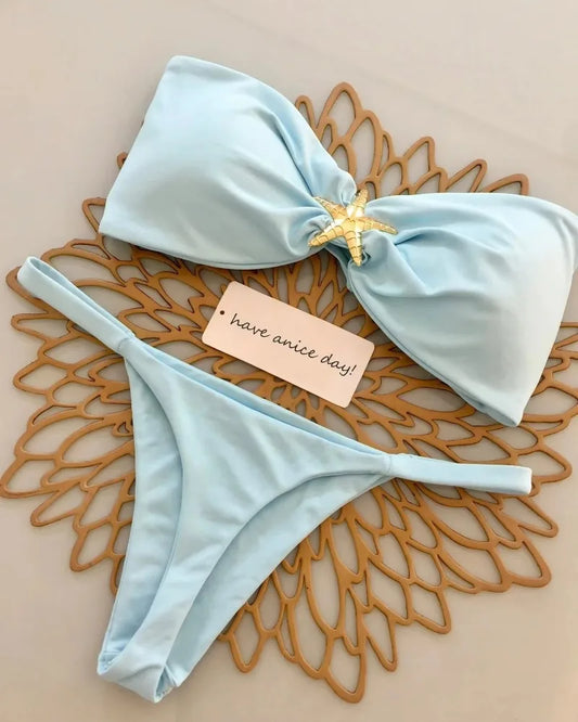 Bikinis Push Up 2025, traje de baño Sexy para mujer, traje de baño femenino, conjunto de microbikini, traje de baño, ropa de playa, Bikini brasileño Bandeau