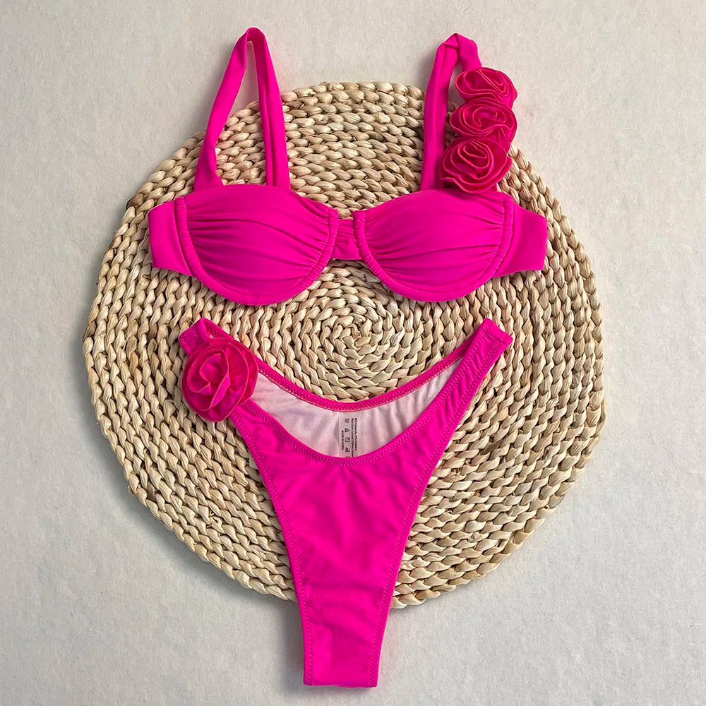Conjunto de Bikini, superventas, traje de baño para mujer, nueva moda, traje de baño informal Sexy, Micro Bikini para mujer, traje de baño con estampado de encaje
