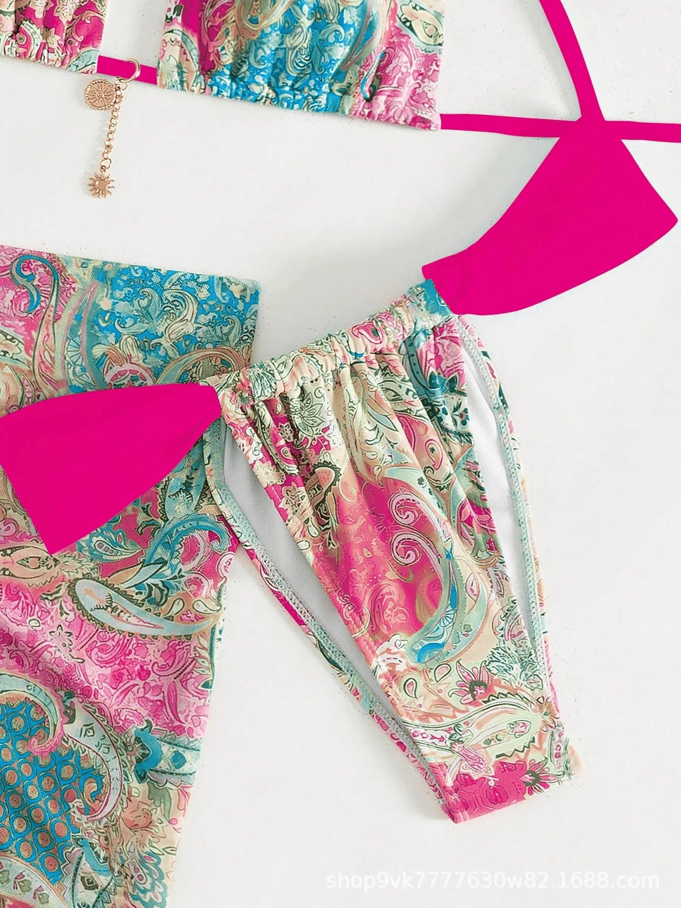Conjunto de Bikinis sexys para mujer, traje de baño sin espalda sin mangas con cordones, traje de baño de verano para vacaciones en la playa, traje de baño femenino de 3 piezas