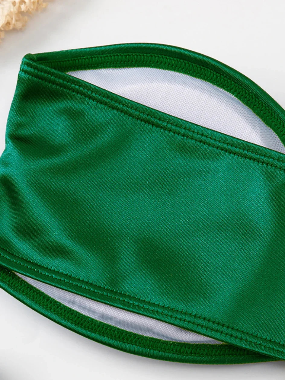 Bikini Bandeau para mujer, traje de baño de dos piezas