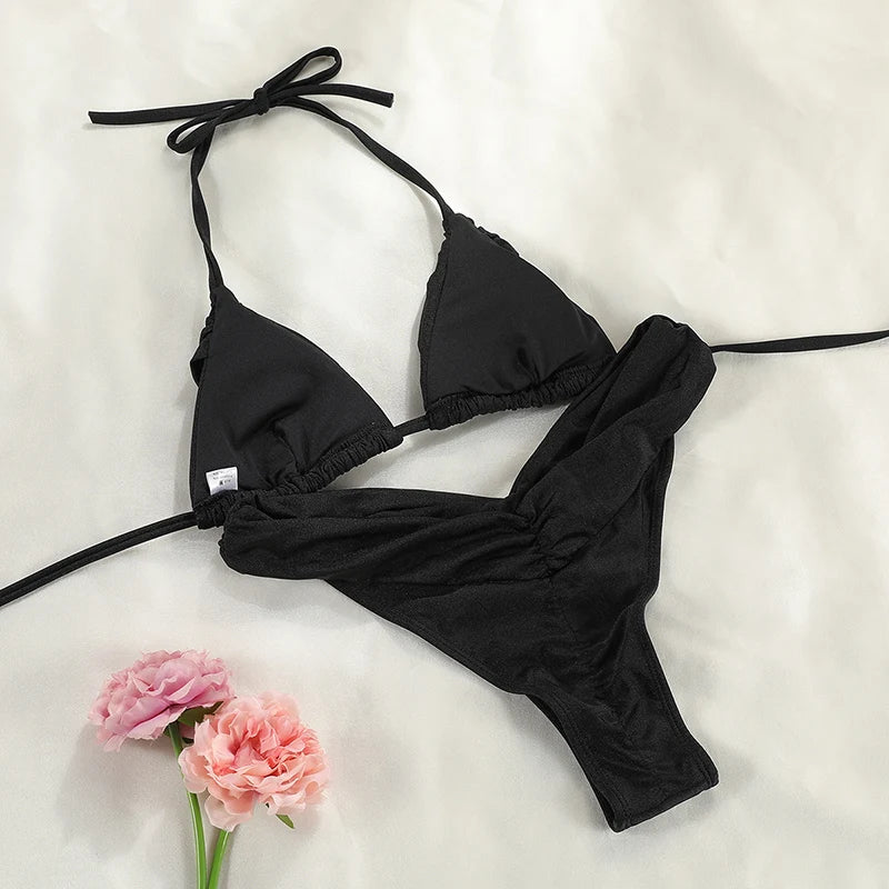 Conjunto de Bikini con pliegues para mujer