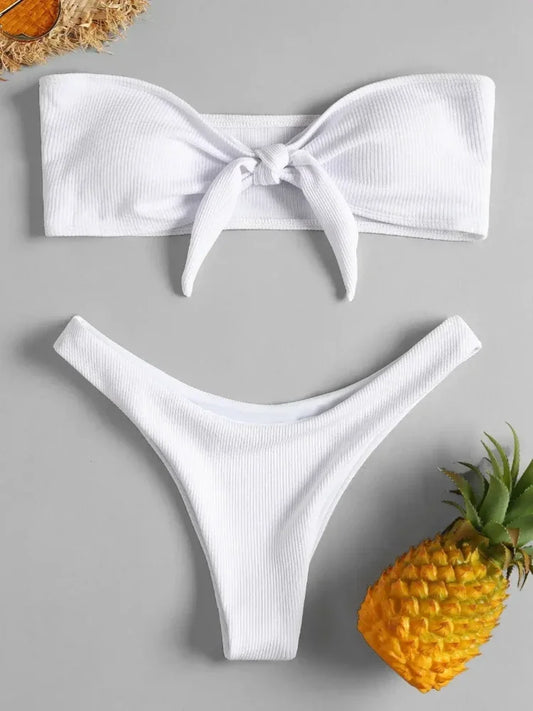 Conjunto De Bikini con parte superior De tubo acanalado para mujer