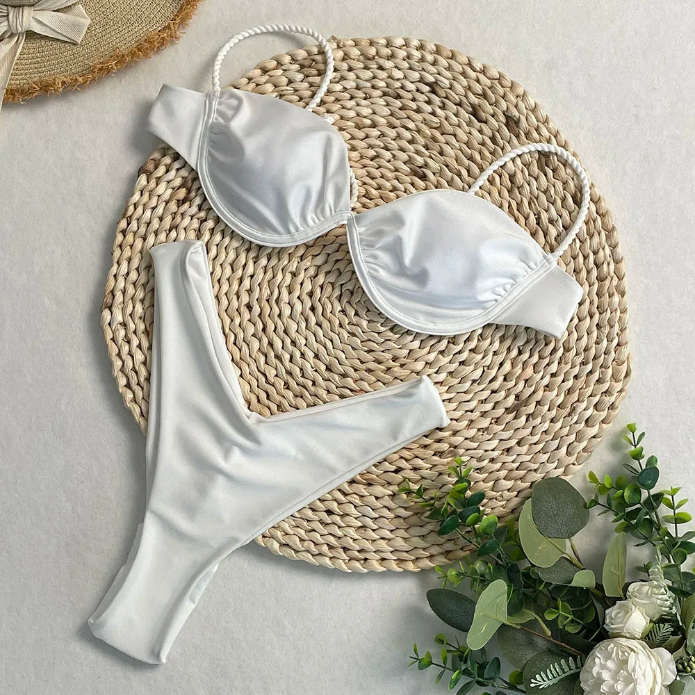 Conjunto de Bikini, superventas, traje de baño para mujer, nueva moda, traje de baño informal Sexy, Micro Bikini para mujer, traje de baño con estampado de encaje