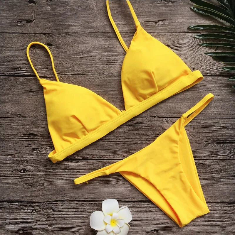 Bikini 2025 Nuevo traje de baño de talla ajustable de color sólido dividido para mujer