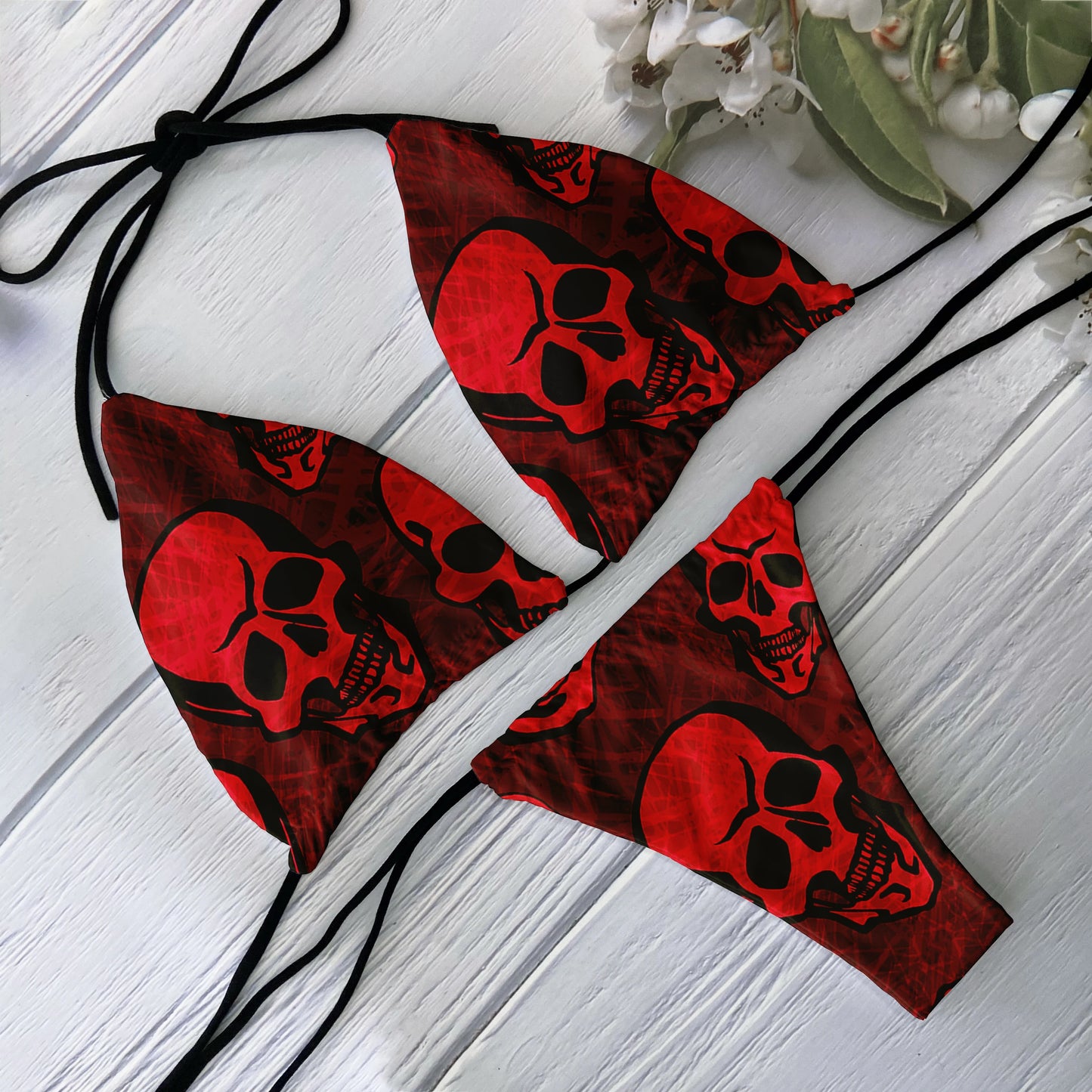 Conjunto de Bikini de moda para mujer, traje de baño Sexy con estampado de calavera y cintura baja sin espalda, para playa, surf, vacaciones, Cosplay de Halloween